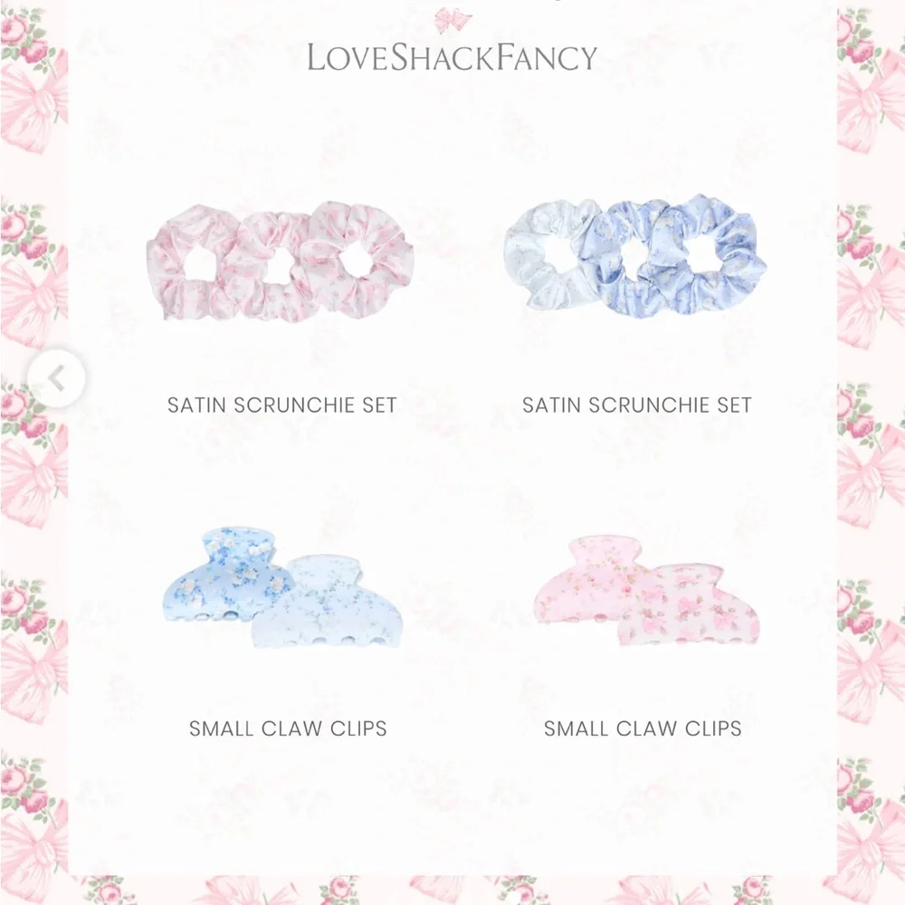 LOVESHACKFANCY Goody Pink Satin Scrunchies 3pc